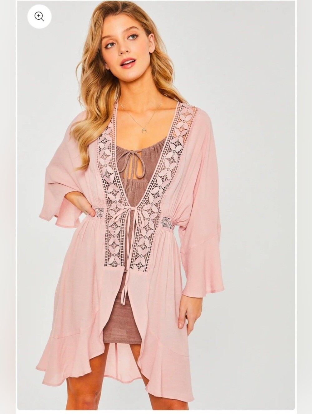 NWOT Love Tree Pink Lightweight Kimono Cardigan